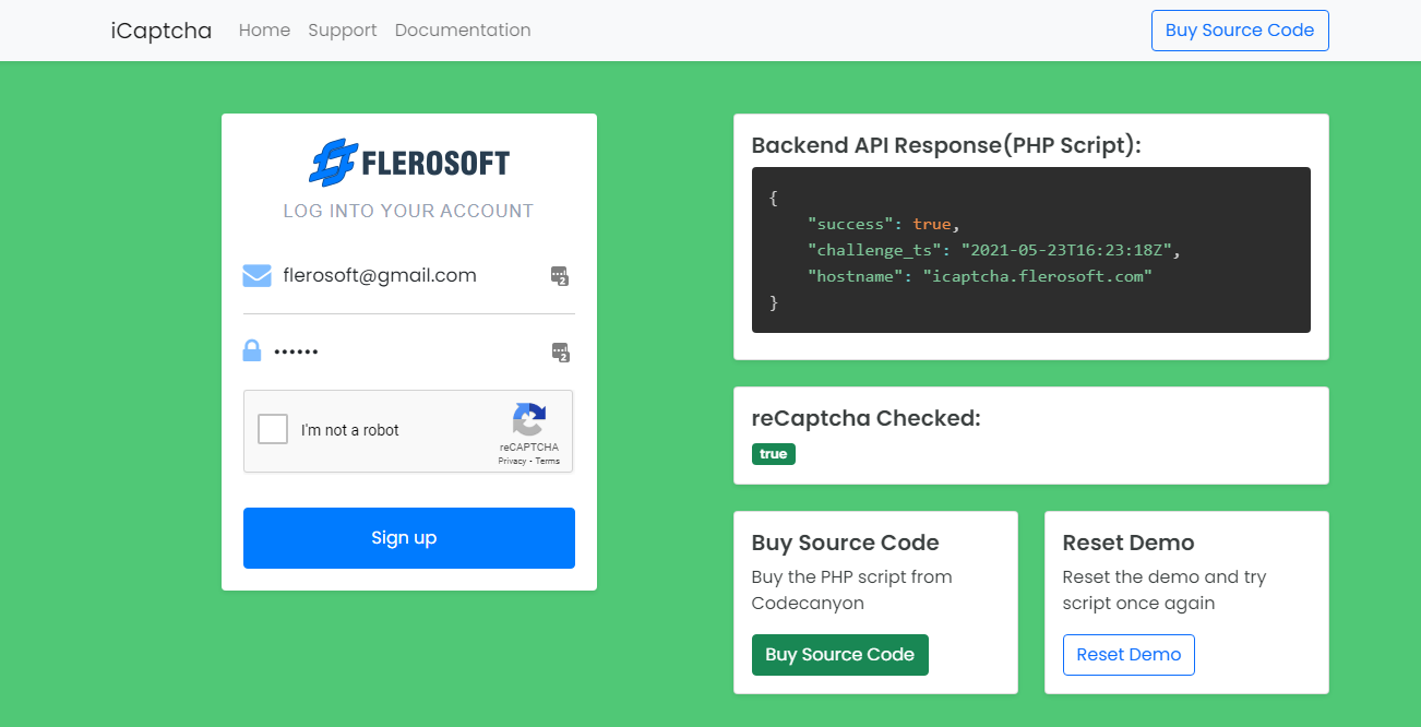 reCaptcha Verification PHP Script